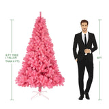 ZUN 6ft 1600 Branches PVC Christmas Tree Pink 61306166