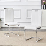 A set of 4 white PU material bow-shaped chairs - Adding fashion to minimalist and contemporary home W3226P279081