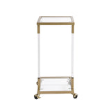 Golden Side Table, Acrylic Sofa Table, Glass Top C Shape Square Table with Metal Base for Living W82153574