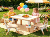 Height Adjustable Kids Desk and 4 Chairs Set, Graffiti Wipeable Tabletop Toddler Activity Table with 54431385