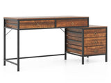 Home Office Dual Desktop Desk with 5 Storage Drawers, Powder-Coated Metal Frame Engineered Wood 79205800