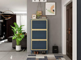 3 Metal Door Shoe Rack, Freestanding Modern Shoe Storage Cabinet, Metal rattan, for Entryway W68849315