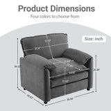 Single Chair 38 Inch Oversized Reading Chair Comfortable Cushioned Lounge Armchair Soft Chenille W1829P265024