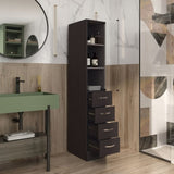 Linen Cabinet 68" H, Three Shelves, Four Drawers and Metal handles B097P296830