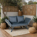 1 PCS Patio Wicker Side Foldable Bench Patio Backyard Conversation Bench Grey Wicker Dark Grey W329P285874