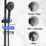 10" Rainfall Shower Head and Handheld Showerhead Combo Shower System with Slide Bar, Matte Black W1219105888