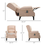 ZUN Cream White Recliner Chair. Wingback Single Sofa with Vibration Massage, Heat, Push Back 88696521