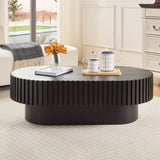 43.70 Inch Modern Handcraft Drum Coffee Oval Coffee for Living Room,Small Wooden Coffee W2582P250585
