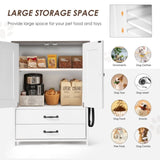 Dog feeding station, double door locker with 2 adjustable dog bowls, 3 hooks on right side, white W1687P270768