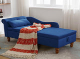 Navy Blue Chaise Lounge Indoor,Velvet Lounge Chair for Bedroom with Storage & Pillow,Modern W1170105033