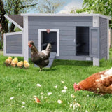 ZUN Large Wooden Chicken Coop with Perches and Nesting Box, Weatherproof Chicken/Rabbit/Duck House W142779965