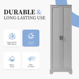 Storage Cabinet with Two Doors for Bathroom, Office, Adjustable Shelf, MDF Board, Grey N725P181207E