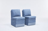 Linen Upholstered Armless Dining Chair with Casters and Storage space-set of 2,BLUE W2069P288876