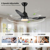 ZUN 42" Smart Ceiling Fan with Lights Remote,Silent DC Motor,Voice Control via Alexa Google WIFI W2352P224329