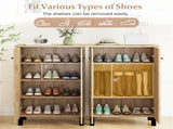 4-Tier Removable Shelf Shoe Organizer, Farmhouse Wooden Shoe Cabinet with Anti-Tip Hardware for 30500270