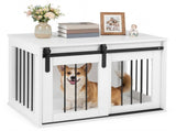31.5" Dog Crate Furniture with Sliding Barn Door, Wooden Dog Kennel End Table for Indoor Use - White 04359985