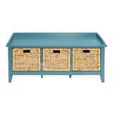 Beige and Teal Bench with 3-Drawer B062P189199