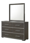 ZUN 1pc Contemporary 6-Drawer Dresser with Chrome Accents Gray Rustic Finish Bedroom Wooden Furniture B011P236785