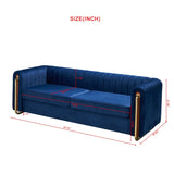 Contemporary Velvet Sofa Couch 84.25''W for Living Room, Blue W57953689