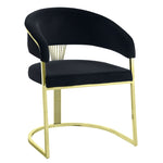 ZUN ACME Fallon Side Chair, Black Velvet & Mirrored Gold Finish DN01954