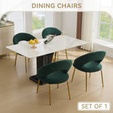 061-Set of 1 Teddy Fabric Chairs With Curved Backrest and Golden Metal Legs for Kitchen or W527P255488