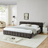 King Size Upholstered Bed ,comfortable upholstered bed frame, Chenille fabric, with headboard and W487P235314