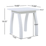 SELMA Acacia wood Accent Side Table in White PU, Weather-Resistant Rectangular End Table for Patio, N770P248135W