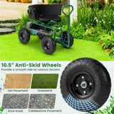 Garden Cart Height Adjustable Scooter with Swivel Seat & Tool Storage Green 37300968