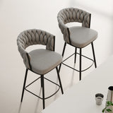 ZUN 360&deg;Swivel Bar Chairs set of 2, equipped with soft cushioned backrest counter stool, metal leg W1727P234205