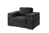 ZUN Gianna Black Linen Fabric Arm Chair B061P184125