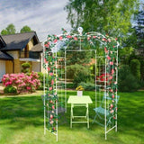 ZUN Metal Garden Arch Iron Garden Arbors Gazebo Dia 81.3'' x 114.2'' High Birdcage Shape Pergola W1586104488