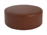 Upholstered Round Ottoman,PU Leather,Brown N757P181733R