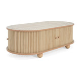 MDF ELEGANT LONG OVAL STORAGE SIDE TABLE WITH RETRO CHARM, NATURAL COLOR N770P281568N