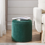 ZUN 2-Piece Set Round Chenille Storage Ottoman, Equipped with a Drum Shaped Small Stool, Storage Space, W487P179603