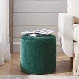 2-Piece Set Round Chenille Storage Ottoman, Equipped with a Drum Shaped Small Stool, Storage Space, W487P179603