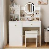 Fashion Vanity Desk with Mirror Lights for Makeup Cushioned Chair, Vanity Mirror with Lights 50220138