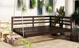 TOPMAX Acacia Wood Porch Swing Bed for Outdoor with Hemp Ropes - Full Size Patio Hanging Bed, 350lbs N717P265860D