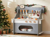 Gray Wooden Toddler Play Kitchen with Sink & Accessories, Safe Gift for Kids 3 10017256
