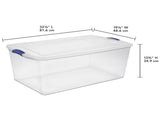 (2 pack)105 Quart Extra-Large Latching Storage Bin, Clear Plastic Storage Container with Latch Lid, 80932963