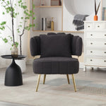 ZUN COOLMORE Boucle Accent Chair Modern Upholstered Armchair Tufted Chair with Metal Frame, Single W1539140084