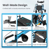 New 2-in-1 Foldable Rollator Walker with 9 Inch Pneumatic Tires 84587751