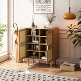 4-Doors Rattan Mesh Storage Cabinet, Sideboard with Eight Storage Spaces, for Entryway, Living Room, W757P198553