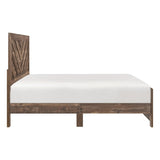 Rustic Brown Finish Contemporary Queen Size Panel Bed Wooden Bedroom Furniture 1pc, Bed in a Box B011P250471