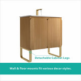 U093-Dalia30F-107 30" Freestanding & Wall Mounted Light Wood Bathroom Vanity with Ceramic Sink , W1865P207292