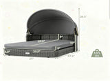 Gray Hand-Woven PE Rattan Dog Bed with Adjustable Canopy, Elevated Outdoor Pet Daybed with Washable 33187584