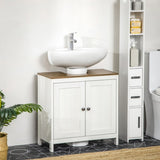 ZUN Pedestal Sink Storage Cabinet, Under Sink Cabinet with Double Doors, Antique White, Walnut-AS 50137181