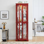 ZUN Lighted Glass Curio Display Cabinet,Display Cabinet,Glass Storage Cabinet Glass Wine cabinet Wood W2275P178796