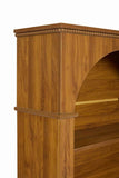3-Tier Arched Open Bookshelf, Traditional Freestanding Bookcase with Decorative Beaded Trim, Light W3123P485376