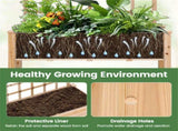 47" Raised Garden Bed with Trellis & Rolling Wheels, Mobile Fir Wood Planter Box for Climbing Plants 08015692