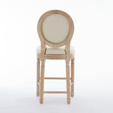 Solid Wood Bar stools Set of 2, Classic French Country Wooden Barstools with Upholstered Seating W1622P221395